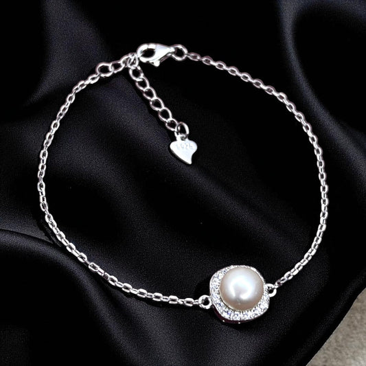 Elegant Sterling Silver Pearl Bracelet